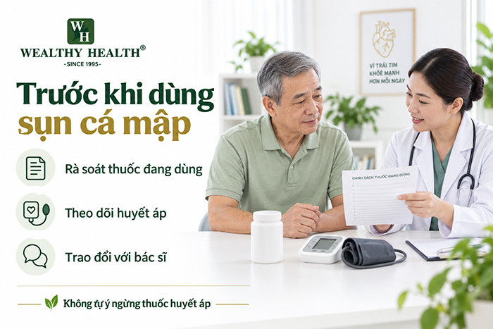Checklist thông tin gửi bác sĩ tư vấn trước khi dùng sụn cá mập cho người cao huyết áp