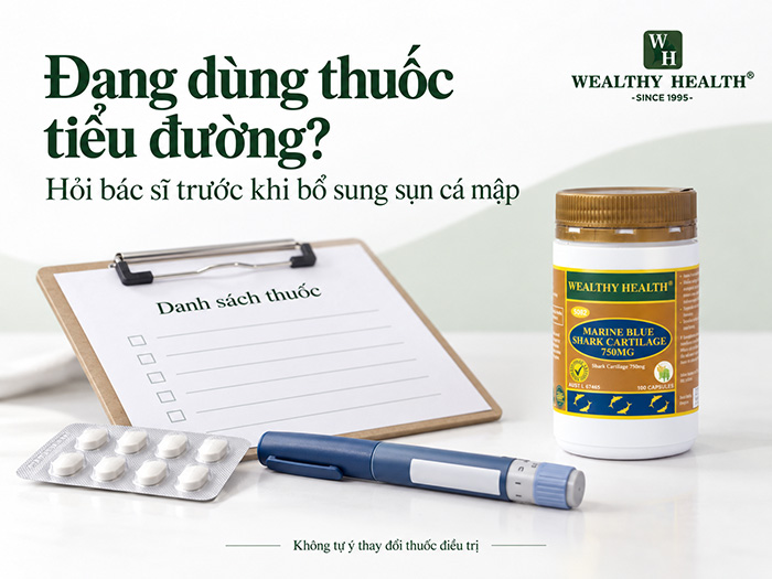 Đang dùng thuốc tiểu đường hay không? Nên tham khảo bác sĩ trước khi bổ sung sụn cá mập.